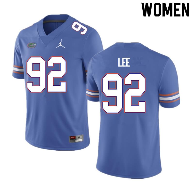 NCAA Florida Gators Jalen Lee Women's #92 Nike Blue Stitched Authentic College Football Jersey YJF4764FQ